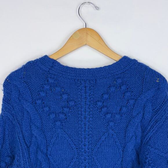 Slate & Willow Women's Bobble Chunky Knit Cardigan Sweater Small Blue - Picture 8 of 14
